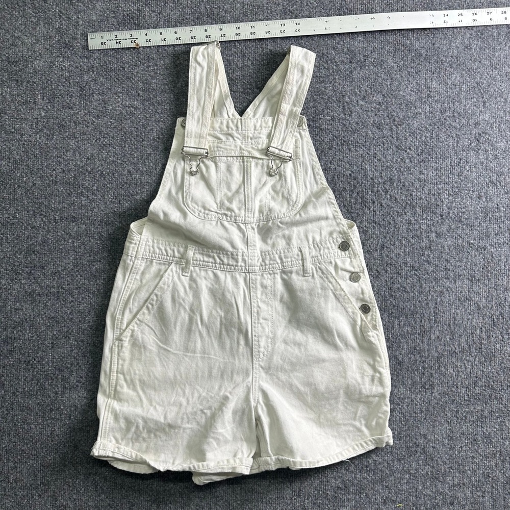 Universal Thread Overalls Womens Size 6 White Denim Shortalls Utility Summer Bib